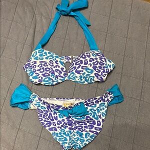 Blue and Purple Leopard Print Bikini